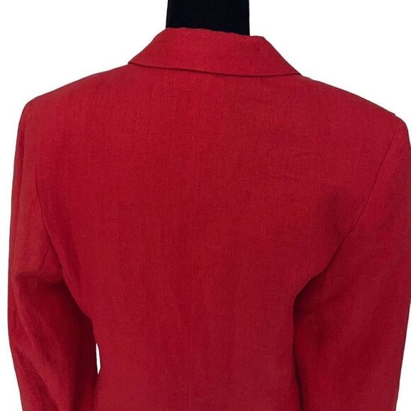 Larry Levine Womens Blazer Jacket Long Sleeve Linend Lined Pocket Red/Crimson  S - Picture 4 of 8